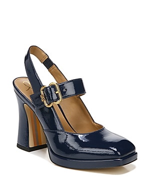 Shop Sam Edelman Women's Jildie Buckled Slingback High Heel Pumps In Royal Navy