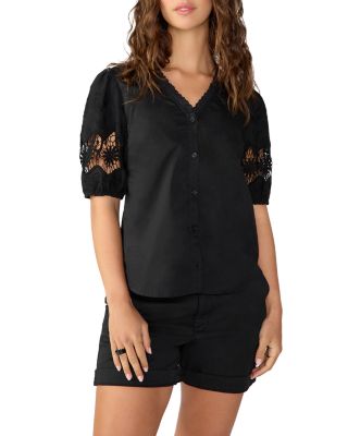 Eyelet Tops For Women Lace V Neck Puff Long Sleeve Dressy Business Casual Work Shirts Fall Tunic Blouses S Xxl Shermie