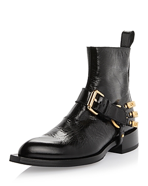 Moschino Women's Logo Harness Ankle Boots In Black