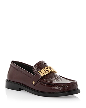Moschino Women's Logo Loafer Flats In Bordeaux