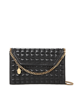 Shop Stella Mccartney Falabella Crossbody Quilted Eco Alter Mat In Black/gold