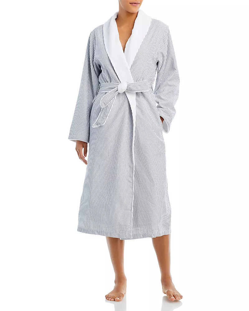 Kassatex Fleece Lined Seersucker Bathrobe