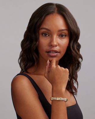 18K Yellow Gold & Sterling Silver Embrace Triple X Caviar Bead Link Bracelet