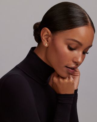 18K Yellow Gold Embrace Diamond X Stud Earrings