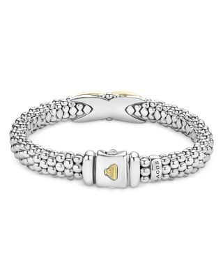 18K Yellow Gold & Sterling Silver Embrace X Caviar Bead Link Bracelet