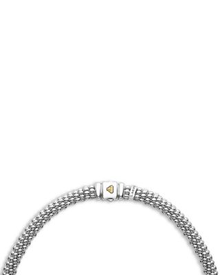 18K Yellow Gold & Sterling Silver Embrace Five Station X Caviar Collar Necklace, 16"