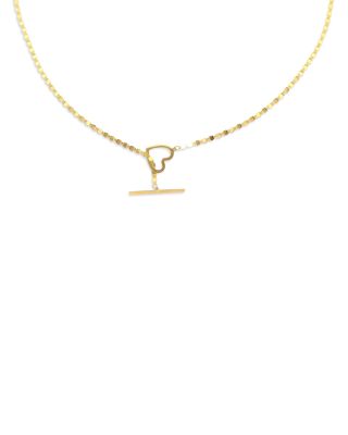 Moon & Meadow - 14K Gold T Bar Heart Necklace, 18"