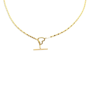 Moon & Meadow 14k Gold T Bar Heart Necklace, 18