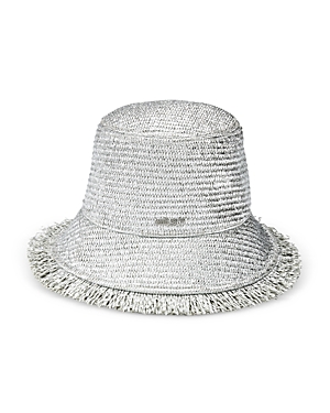 Shop Cult Gaia Kumi Metallic Fringe Hat In Silver