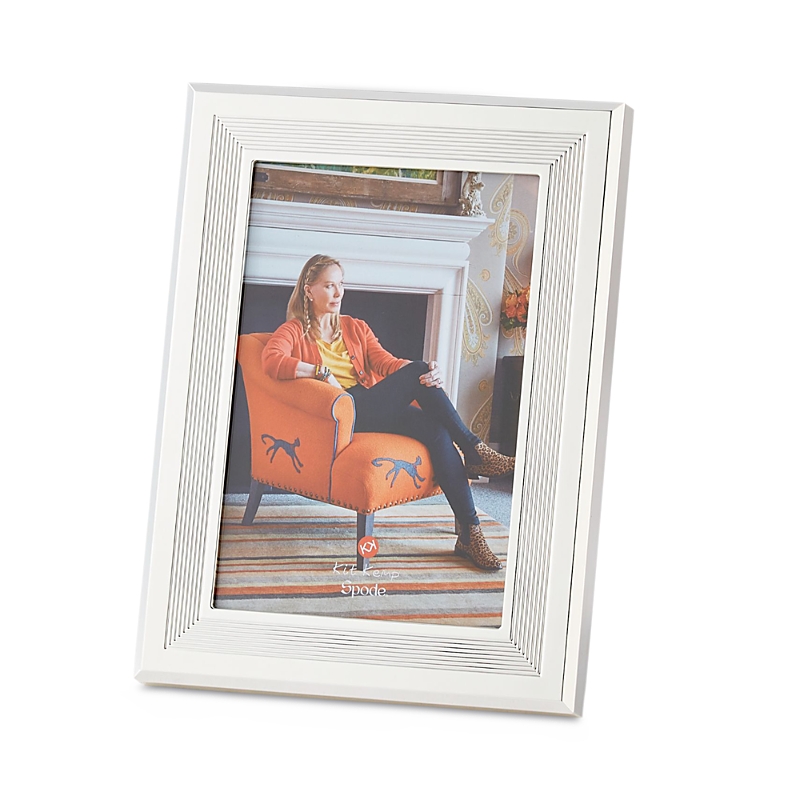 Spode Ribbed Photo Frame, 4" X 6" In Silver
