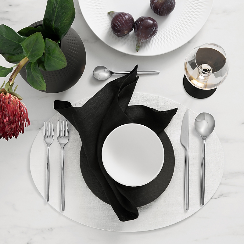 Villeroy & Boch Manufacture Rock Oval Faux Leather Reversible Placemat, Set Of 4 In White
