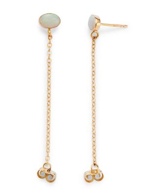 Opal Chain Drop Earrings in 14K Yellow Gold