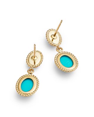Opal & Turquoise Double Drop Earrings in 14K Yellow Gold