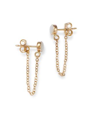 Opal Chain Drop Earrings in 14K Yellow Gold