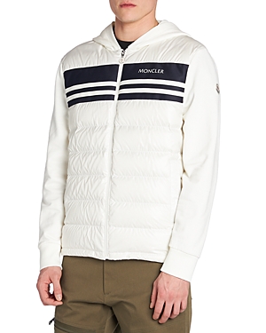 Shop Moncler Mixed Media Hooded Jacket In White