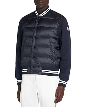 Shop Moncler Zip Front Cardigan Puffer Jacket In Navy