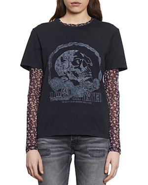 The Kooples Graphic Tee In Black Washed