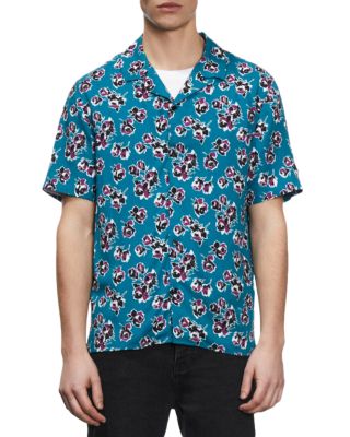 The Kooples Printed Short Sleeve Button Front Camp Shirt