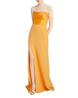 Cinq À Sept Estela Mixed Media Strapless Gown In Sunkissed