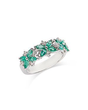 Bloomingdale's Emerald & Diamond Ring In 14k White Gold In Green/white