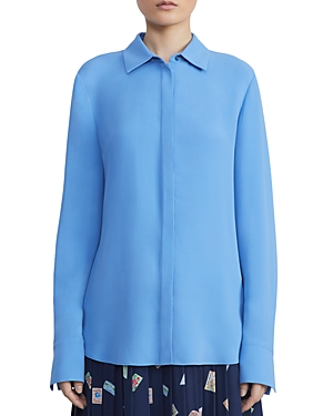 Lafayette 148 Scottie Silk Blouse In Sonic Blue