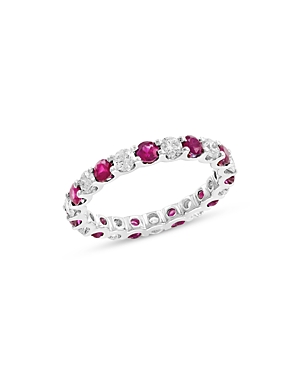 Bloomingdale's Ruby & Diamond Eternity Band In 14k White Gold - 100% Exclusive In Pink/white