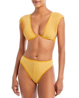 Andrea Iyamah - Pura Pleated Bikini Top & High Rise Bottoms