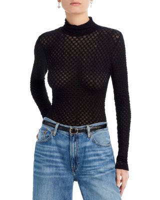 Mesh Lace Turtleneck Top