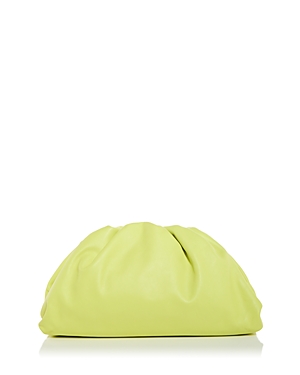 Bottega Veneta Ruched Leather Pouch In Lime