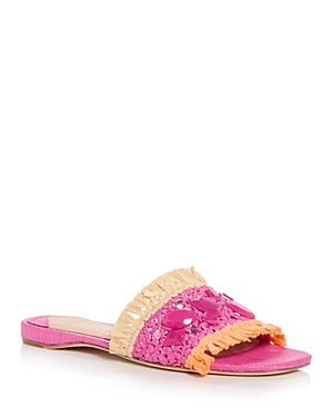 Kate Spade Bora Bora Jewel Raffia Slide Sandals In Rose Jam