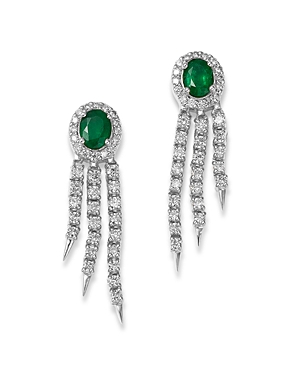 Bloomingdale's Emerald & Diamond Drop Earrings In 14k White Gold - 100% Exclusive In Green/white