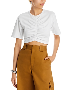 Shop A.l.c Johanna Ruched Cropped Tee In White