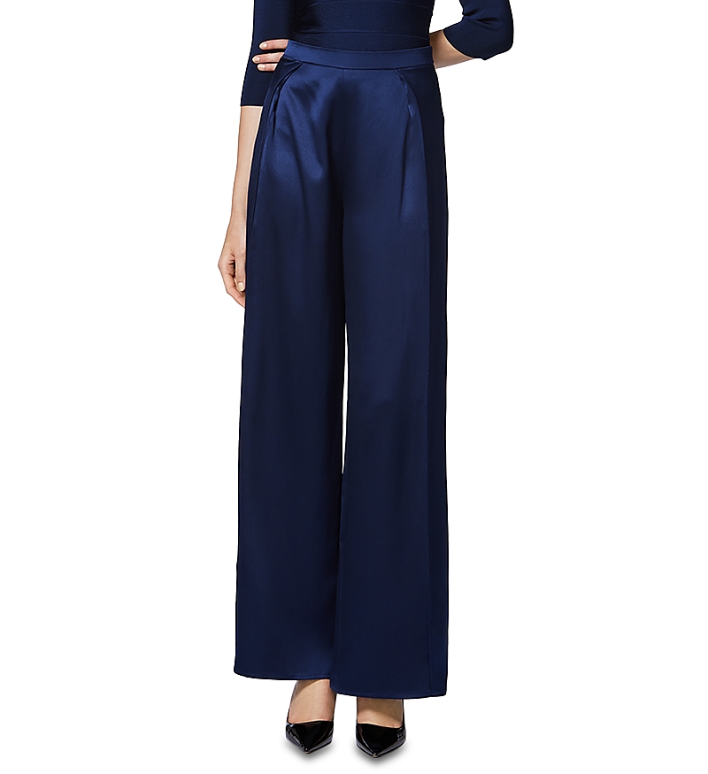Herve Leger Icon High Waist Silk Wide Leg Pants