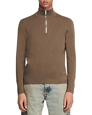 SANDRO WOOL HALF ZIP SWEATER