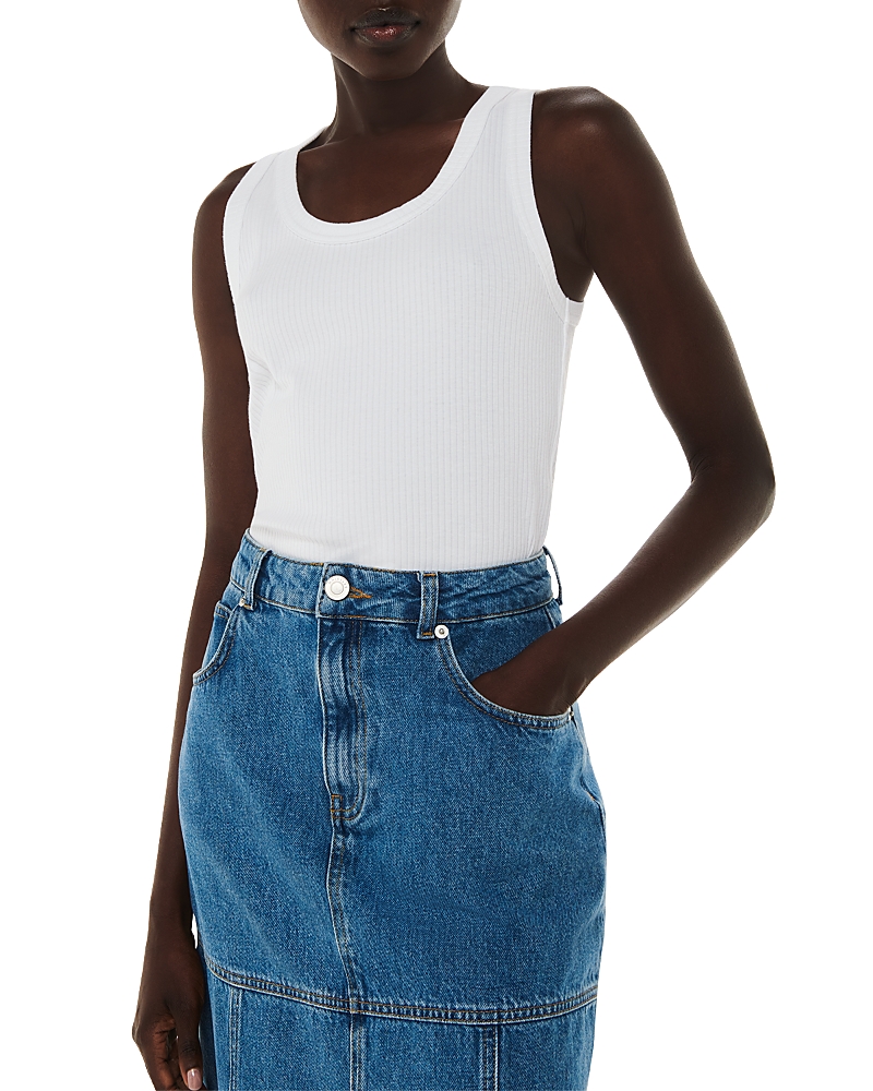 Whistles Womens White Scoop-neck Ribbed Stretch Better-cotton Vest Top In White