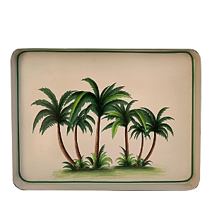 Les Ottomans Floral Iron Tray In Cream/green