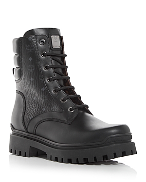 Shop Mcm Men's Visetos Combat Boots In Black