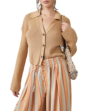 Free People Ella Button-up Sweater In Iced Coffee
