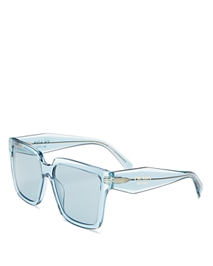 Prada Square Sunglasses, 56mm In Blue/blue Solid