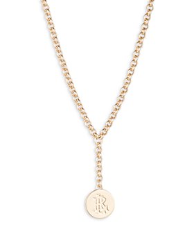 Ralph Lauren - Logo Coin Lariat Necklace in Gold Tone, 15"-18"