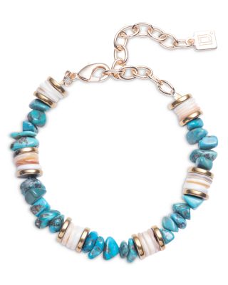 Dannijo - Luna Turquoise Beaded Flex Bracelet in Gold Tone