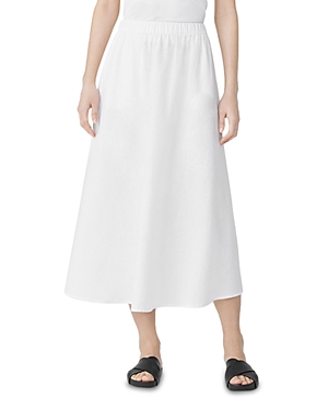 Eileen Fisher Gathered A-line Organic Linen Midi Skirt In White