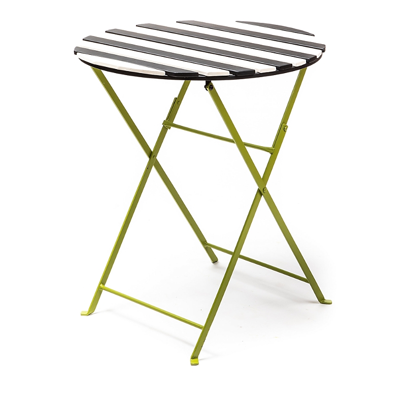 Mackenzie-childs Outdoor Black White Metal Bistro Table In Black/white