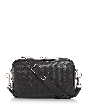 Shop Bottega Veneta Small Intrecciato Leather Camera Bag In Nero-nero
