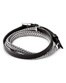 JOHN HARDY - Sterling Silver Classic Chain Leather Strap Wrap Bracelet
