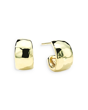 IPPOLITA 18K YELLOW GOLD CLASSICO HAMMERED HUGGIE HOOP EARRINGS