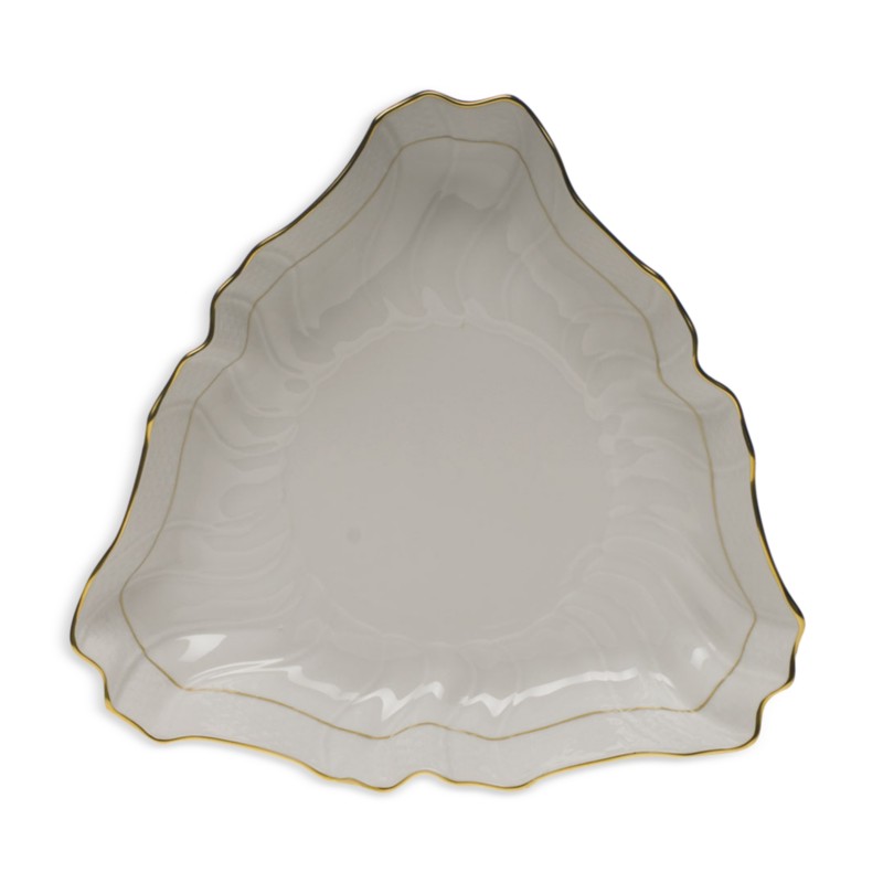 Herend Porcelain Triangle Dish in Gold