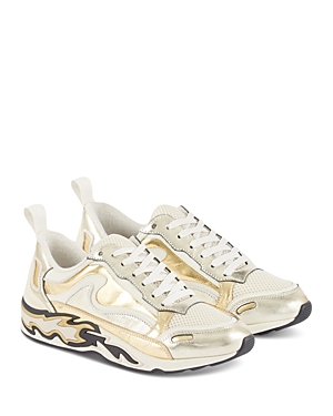 Shop Sandro Women's Flame Metallic Trainer Sneakers In Champagne