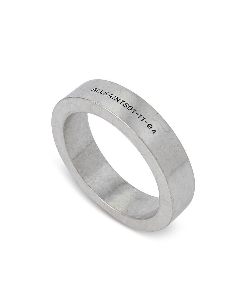 Allsaints Logo Band Ring in Sterling Silver
