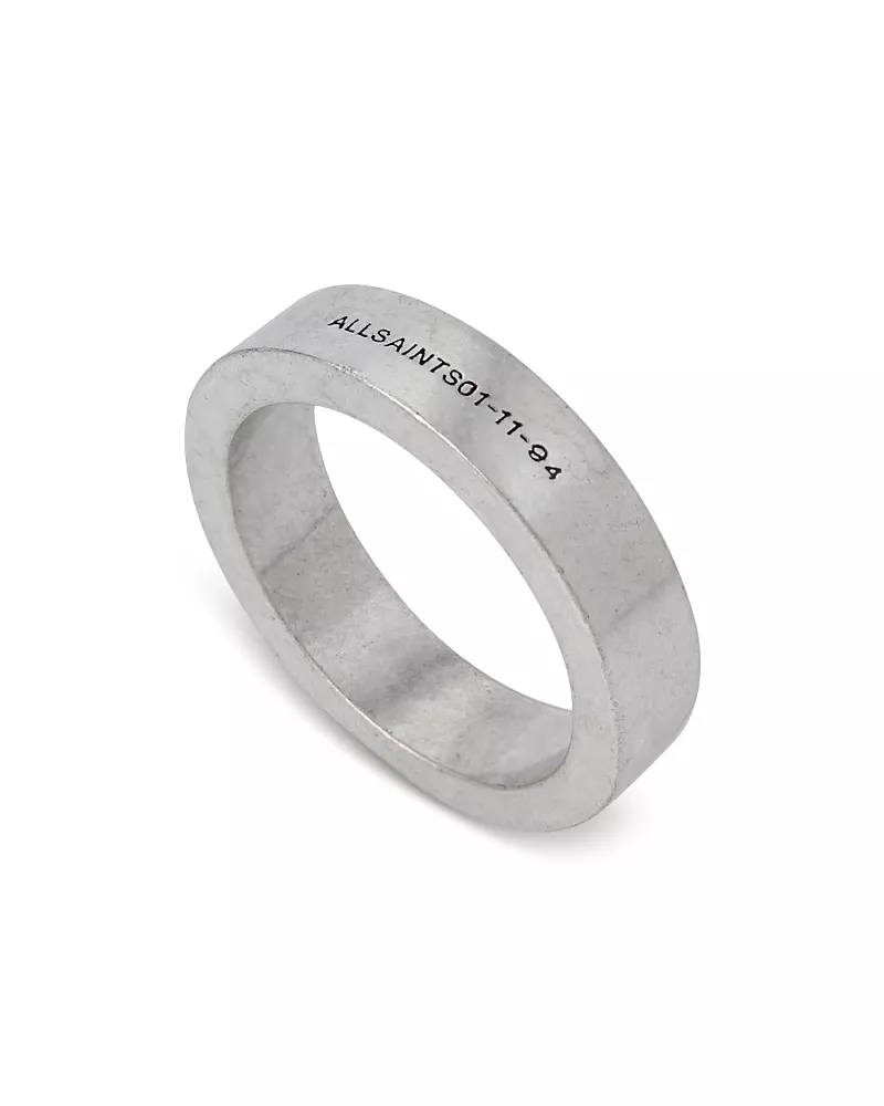 Allsaints Logo Band Ring in Sterling Silver